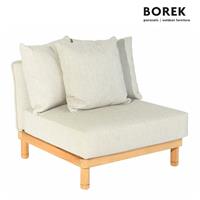 Gartentraum.de Wetterfestes Mittelmodul fÃ¼r die Gartenlounge aus Teak mit Kissen - Borek - Softline Mittelmodul / Beige