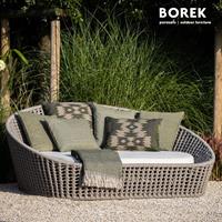 Gartentraum.de Geflochtenes Outdoor Sonnenbett in grau mit Aluminiumgestell - Vigo Tagesbett