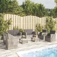 vidaXL 8-delige Loungeset met kussens poly rattan grijs