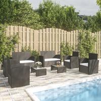 vidaXL 8-tlg. Garten-Lounge-Set mit Kissen Poly Rattan Schwarz 