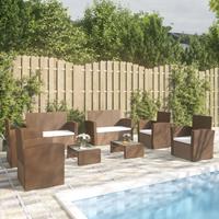 vidaXL 8-tlg. Garten-Lounge-Set mit Auflagen Poly Rattan Braun 