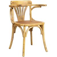 BISCOTTINI Thonet-Stuhl mit Armlehnen aus massiver Esche mit Eiche-Dekor und Rattansitz