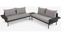 Kave Home Zaltana outdoor hoekbank- en tafelset in mat zwart aluminium 164 cm