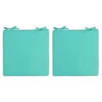 Anna's Collection 2x Stoelkussens voor binnen- en buitenstoelen in de kleur aqua Groen