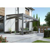 Gartenzimmer Basic mit Glasschiebewänden Wintergarten aus Metall in Grau Terrassenüberdachung Glasanbau - Grau - Terrando