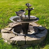 Gartentraum.de Brunnen aus Schmiedebronze mit Blättern - handwerkliches Unikat - Etorurau