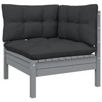 vidaXL 5-delige Loungeset met kussens grenenhout grijs