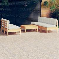 vidaXL 6-delige Loungeset met crèmekleurige kussens grenenhout