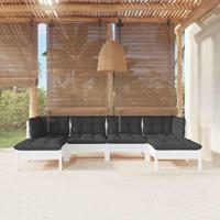 vidaXL 6-delige Loungeset met kussens grenenhout wit