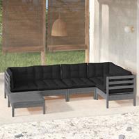 vidaXL 6-tlg. Garten-Lounge-Set mit Kissen Grau Kiefer Massivholz 