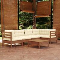 vidaXL 6-tlg. Garten-Lounge-Set mit Kissen Honigbraun Kiefernholz 