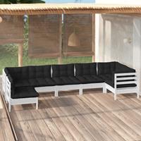 vidaXL 7-delige Loungeset met kussens grenenhout wit