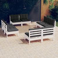 vidaXL 8-delige Loungeset met antracietkleurige kussens grenenhout