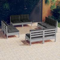 vidaXL 8-delige Loungeset met antracietkleurige kussens grenenhout