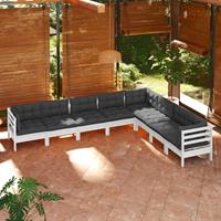 vidaXL 8-delige Loungeset met kussens massief grenenhout wit