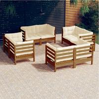 vidaXL 8-tlg. Garten-Lounge-Set mit Creme Kissen Kiefernholz 