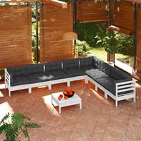 vidaXL 9-delige Loungeset met kussens massief grenenhout wit