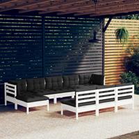 vidaXL 10-delige Loungeset met kussens grenenhout wit