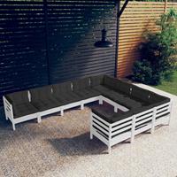 vidaXL 10-delige Loungeset met kussens grenenhout wit