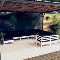 vidaXL 10-delige Loungeset met kussens grenenhout wit