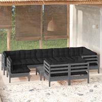 vidaXL 10-tlg. Garten-Lounge-Set mit Kissen Grau Kiefer Massivholz 