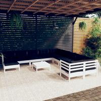 vidaXL 12-delige Loungeset met kussens grenenhout wit