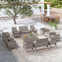 vidaXL 16-delige Loungeset met kussens poly rattan grijs