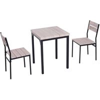 HOMdotCOM Eettafel set met 2 stoelen naturel hout/zwart