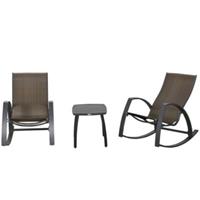 Sunny Rotan schommelstoel bistroset 3-delig aluminium UV-bescherming terras bruin