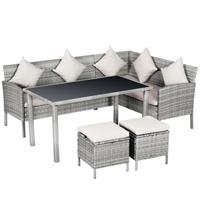 Outsunny Rattan Sitzgruppe mit Tisch grau/weiß
