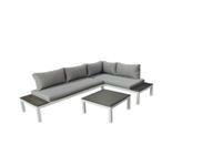 Gartenfreude Lounges Aluminium Sitzgarnitur Ambience mit WPC-Streben weiß/grau