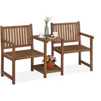 RELAXDAYS Gartenbank mit integriertem Tisch, 2-Sitzer, robuste Holz Sitzbank, Garten & Balkon, HBT: 86x161x61 cm, braun