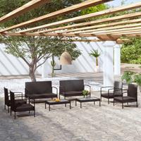 vidaXL 8-tlg. Garten-Lounge-Set mit Auflagen Poly Rattan Schwarz 