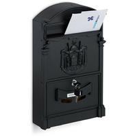 RELAXDAYS Briefkasten antik, nostalgischer Wand Postkasten mit Sichtfenster, HBT: 41 x 25,5 x 9 cm, Stahl & Alu, schwarz - 