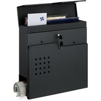 RELAXDAYS Briefkasten mit Zeitungsfach, eckiger Postkasten mit Sichtfenster, HBT 37 x 37 x 11 cm, modern, Stahl, schwarz
