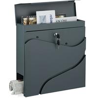 RELAXDAYS Briefkasten mit Zeitungsfach, moderner Wand-Postkasten, HBT: 37 x 37 x 11 cm, Stahl, 2 Schlüssel, anthrazit