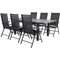 Hioshop Albany tuinmeubelset tafel 90x152/210cm en 6 stoel Break