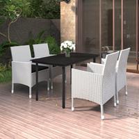 vidaXL 5-delige Tuinset met kussens poly rattan en glas