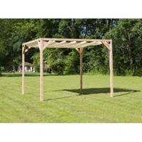 Express Vrijstaande pergola hout 2x5 meter met gebroken wit kleurig harmonicadoek