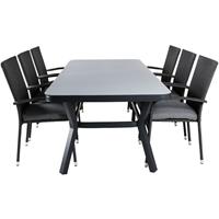 ebuy24 Virya Gartenset Tisch 100x200cm und 6 Stühle Anna schwarz, grau. - Schwarz