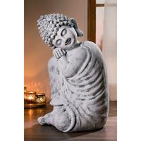 FRANK FLECHTWAREN Großer Buddha 'Ruhe', 50 cm hoch, buddhistische Dekofigur, Skulptur, meditierend