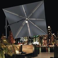 Derby Sonnenschirm / Ampelschirm 'Ravenna AX LED 250 x 250', 250 x 250 cm, anthrazit, Bezug aus 100% Polyester, Streben aus Stahl, Stock aus