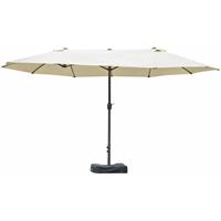 Outsunny Doppel-Sonnenschirm mit Schirmständer, Cremeweiß, 4,6 x 2,7 cm - cremeweiß
