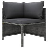 vidaXL 6-delige Loungeset met kussens poly rattan grijs