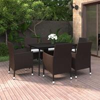 Vidaxl 7-tlg. Garten-essgruppe Mit Auflagen Poly Rattan Und Glas