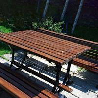 Gartentraum.de Schlichter Tisch für den Garten aus Holz und Metall - Asgeir