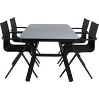 ebuy24 Virya Gartenset Tisch 90x160cm und 4 Stühle Alina schwarz, grau. - Schwarz
