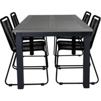 Hioshop Albany tuinmeubelset tafel 90x152/210cm en 4 stoel stapel