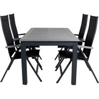 Hioshop Albany tuinmeubelset tafel 90x152/210cm en 4 stoel L5pos