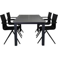 Hioshop Albany tuinmeubelset tafel 90x152/210cm en 4 stoel Alina